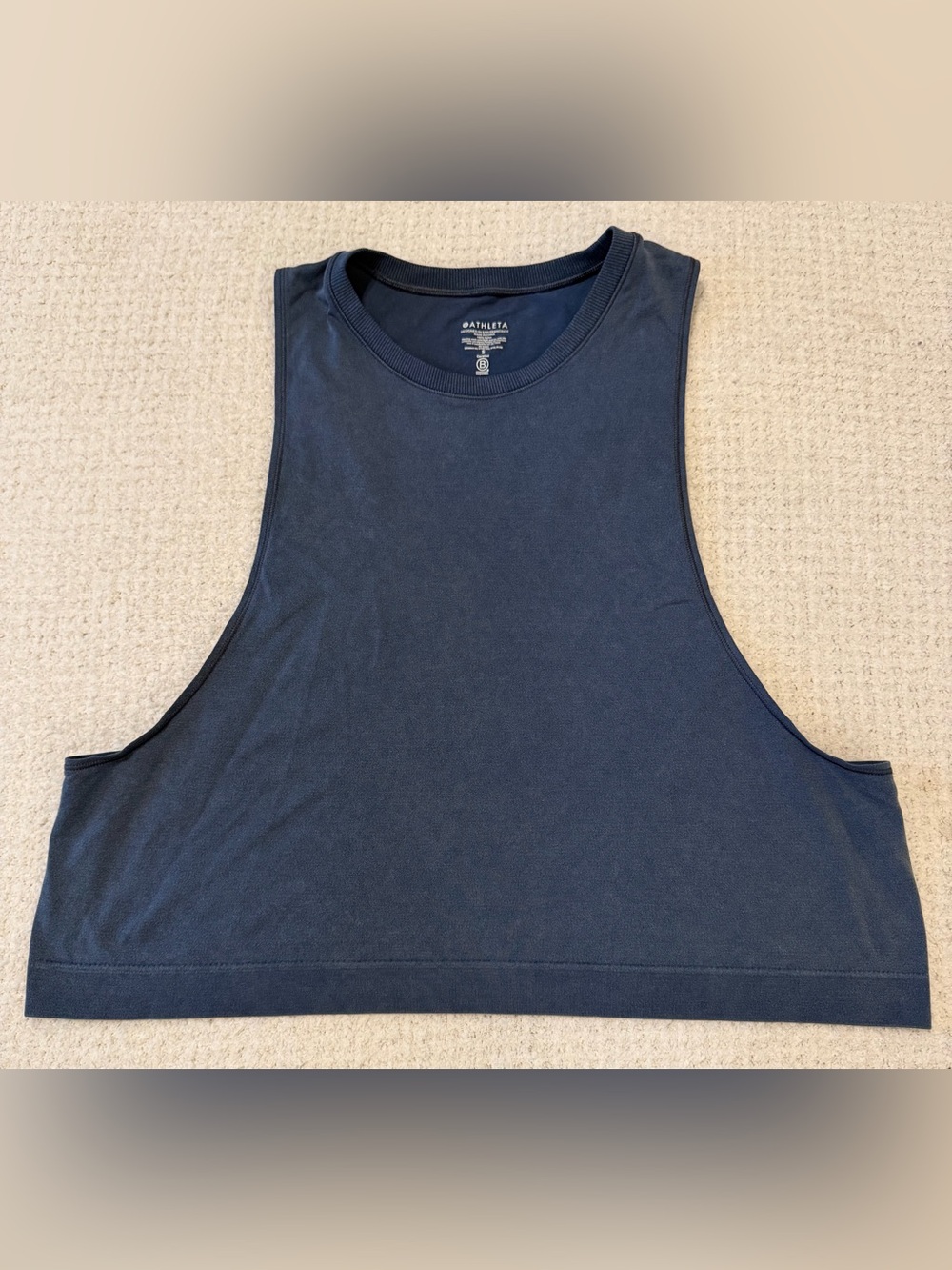 Athleta PowerChill High-Neck Cropped Tank Top Dark Navy Blue Size S